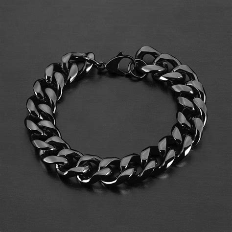 Unique Mens Stainless Steel Curb Chain Link Bracelet with 